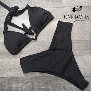 Adisputent High Cut Adjustable Triangle Bikini Swimsuit Size M